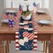 4th of July Table Runner Stripe Stars Heart Memorial Day Independence Day Patriotic America Table Decoration Home Kitchen Dining Indoor Holiday Farmhouse Decor